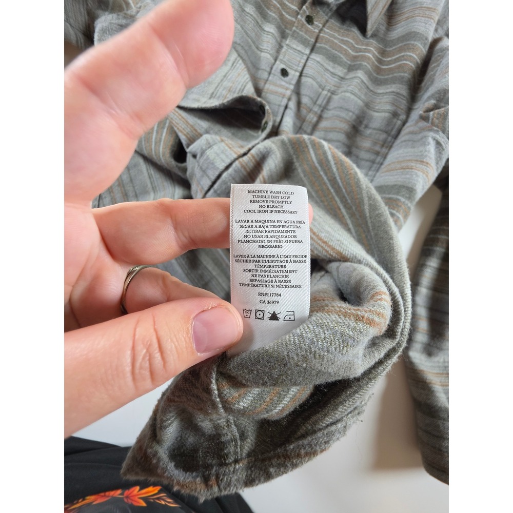 Rails Super Soft Flannel Striped Gray Button Shirt sz L Seaweed Moss Coastal - Picture 9 of 9